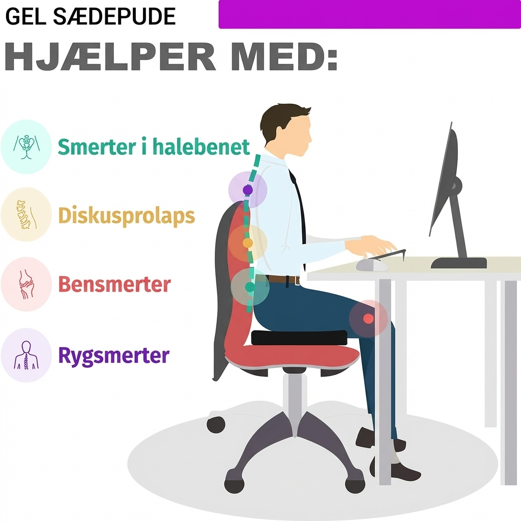 Smertelindrende gelpude til ryg, hofter & haleben