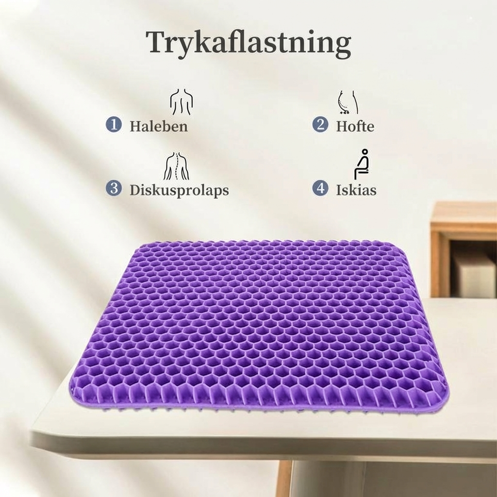 Smertelindrende gelpude til ryg, hofter & haleben