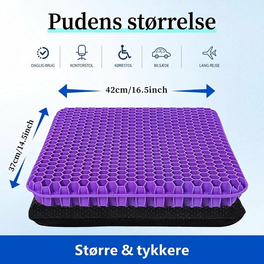 Smertelindrende gelpude til ryg, hofter & haleben