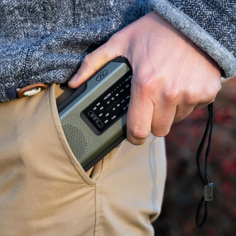 Krisradio & Powerbank – Solpanel, Håndsving, LED-Lommelygte, SOS-Alarm & USB