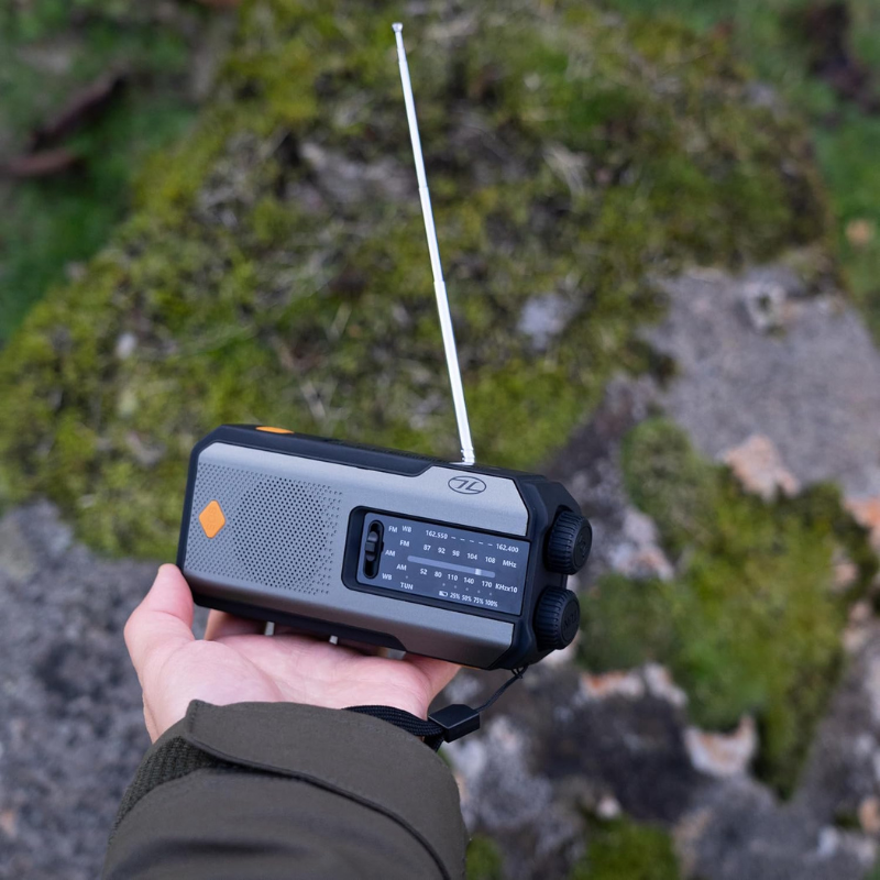 Krisradio & Powerbank – Solpanel, Håndsving, LED-Lommelygte, SOS-Alarm & USB