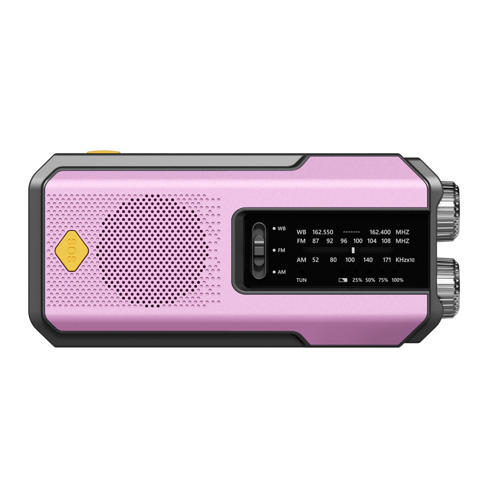 Krisradio & Powerbank – Solpanel, Håndsving, LED-Lommelygte, SOS-Alarm & USB