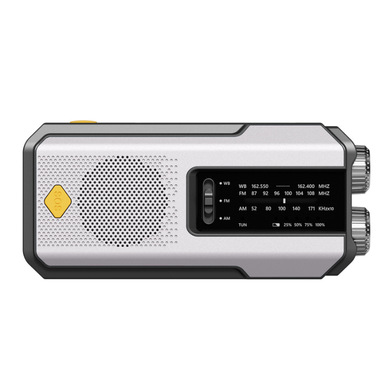 Krisradio & Powerbank – Solpanel, Håndsving, LED-Lommelygte, SOS-Alarm & USB