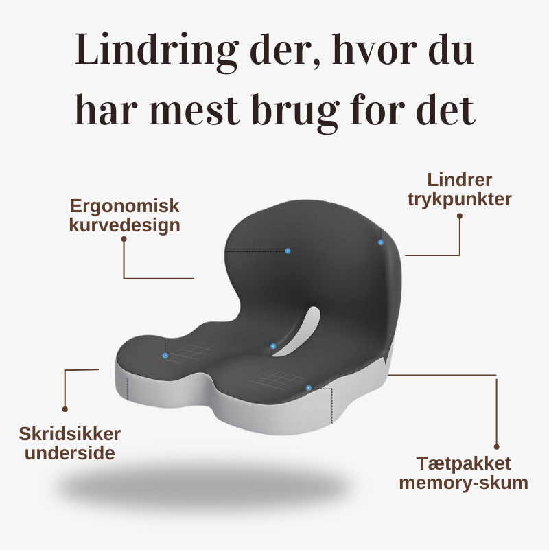 Relief™ Sædehynde – Lindrer smerter i lænden, hoften og halebenet