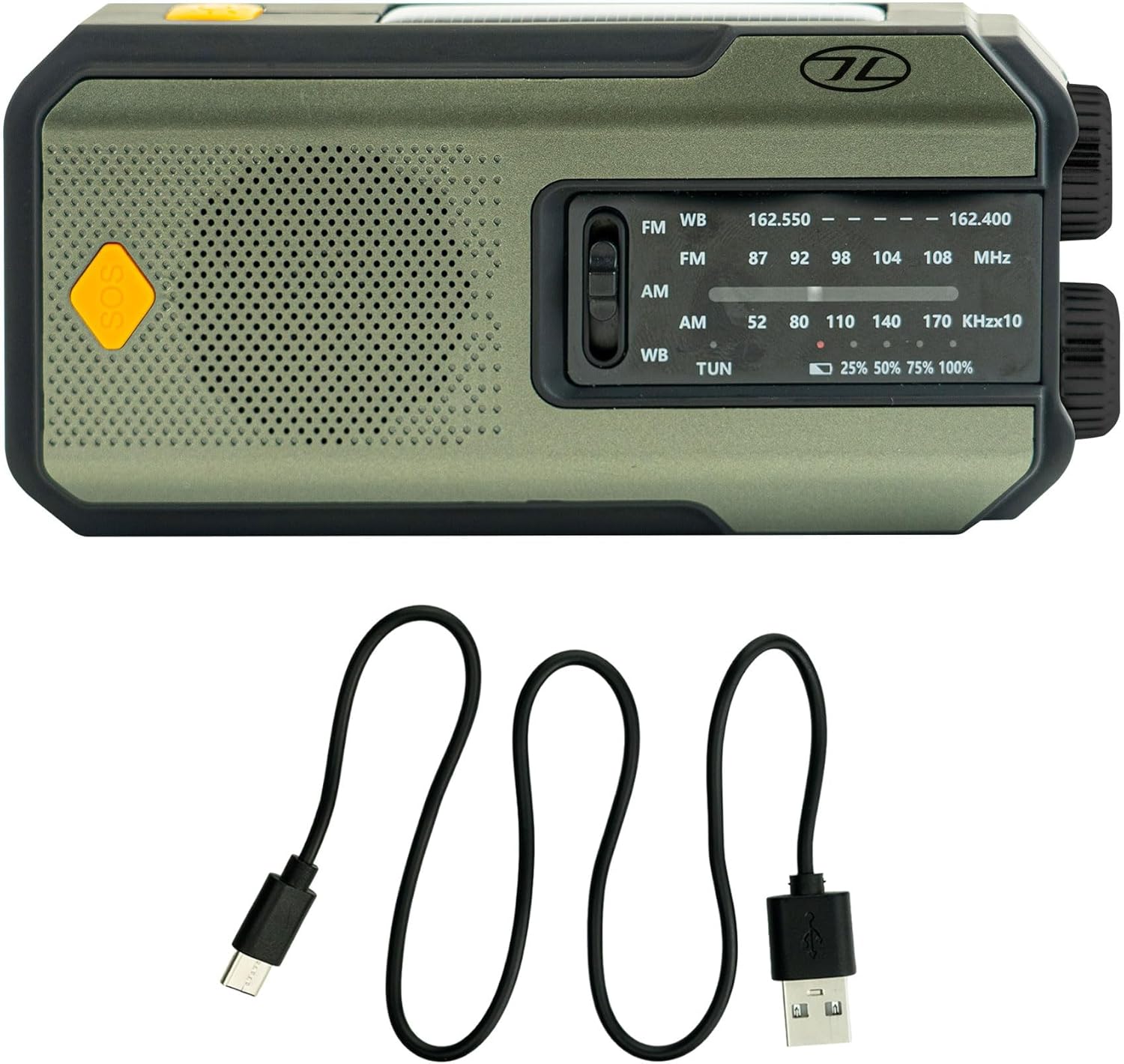 Krisradio & Powerbank – Solpanel, Håndsving, LED-Lommelygte, SOS-Alarm & USB